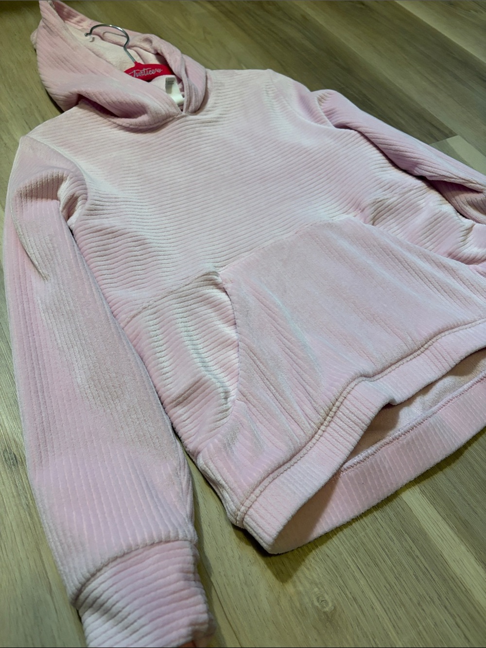 All in Motion Pink Velour Ribbed Hoodie - girls 10
